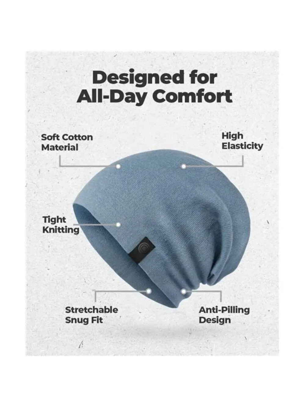 Slouchy Beanie Hat Womens Warm Cotton Soft Knit Winter Casual Daily Hat